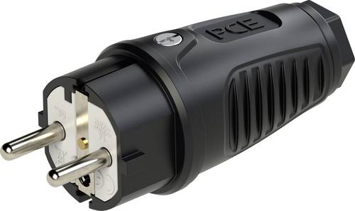 PC Electric 0521-ss Schutzkontaktstecker Gummi 250V Schwarz IP54