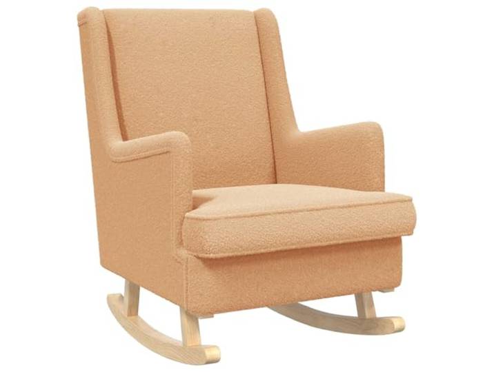 Schaukelstuhl Boucle Flieder 62x80x85 cm aus Kautschukholz Metall-Holzgestell, Schaumstoffsitz, Herausnehmbares Kissen mit Reißverschluss, Beine aus Massiv-Kautschukholz, Flüssigkeiten