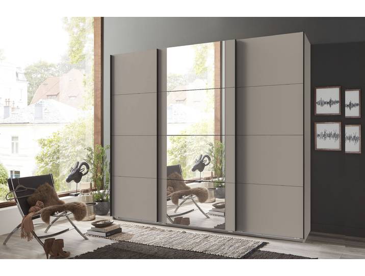 Schwebetürenschrank WIMEX Bern Schiebetürenschrank , schwarz (saharagrau, griffe: schwarz), B:180cm H:210cm T:64cm, Holzwerkstoff, Schränke, Schwebetürenschrank, Schrank mit zusätzlicher Innenausstattung, Garderobe
