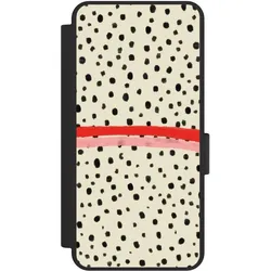 Nivocase Klapphülle für Samsung Galaxy S25 Edge Handyhülle aus Kunst Leder NIVOflip schwarz Kunst Punkte (Samsung Galaxy S25 Edge), Smartphone Hülle, Schwarz