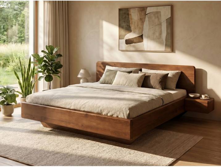 Bett Kernbuche Dunkel „Valentina“ 160 x 210 cm Massivholz Buche Dunkel