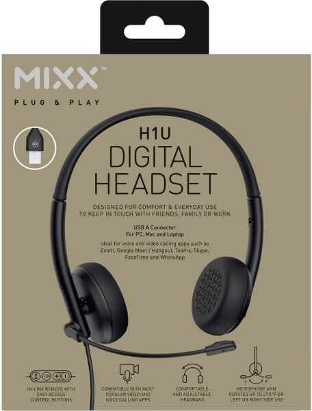 Mixx Headset Stereo H1u Kablet Usb-A, Sort