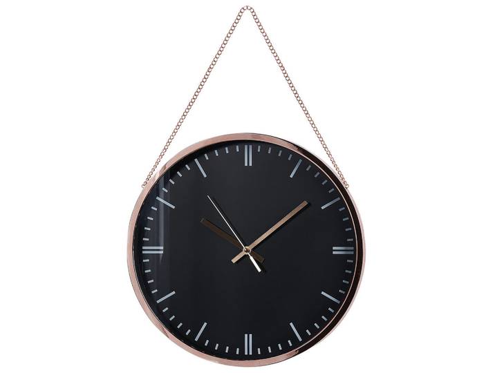 Beliani Wanduhr Kunststoff schwarz/kupfer Bezas, Schwarz, Mode, 30x48x4 cm, Dekoration, Uhren, Wanduhren