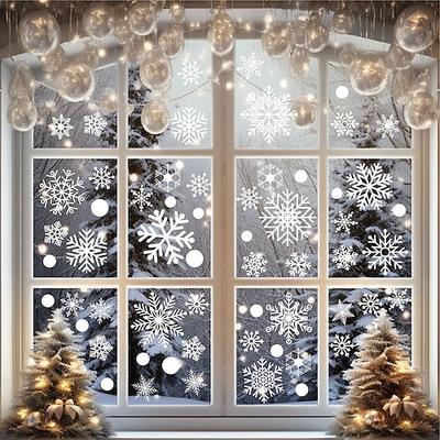 4 Bögen/Set, 114 Schneeflocken-Fensteraufkleber, Weihnachtsdekoration, winterliche Türdekoration, weiße elektrostatische Schneeflocken-Glasaufkleber