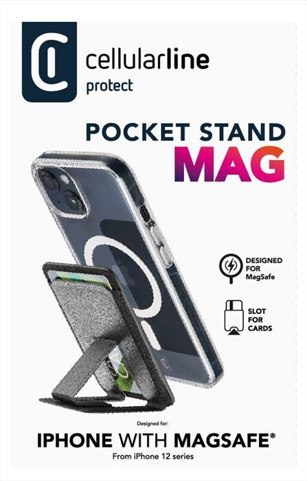 Cellular Line Portacarte Magnetico Con Funzione Stand Magsafe-black