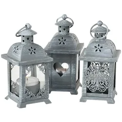 Kerzenlaterne Paulina H/B/L 14/5/5cm grau Metall Stückpreis