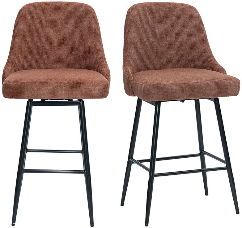 Miliboo Samtdrehhocker 360° in gebrannter Erde Textur und Metall H66 cm (2er-Set) HASTA