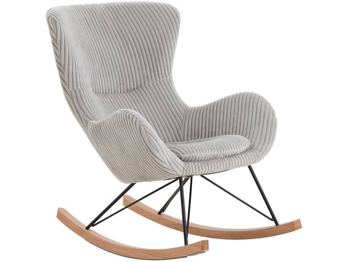 Stilvoller Schaukelstuhl Tristan Stoff Grau, Schwarz, Natur - Material: Stoff, Metall, Esche - Schaukelstuhl