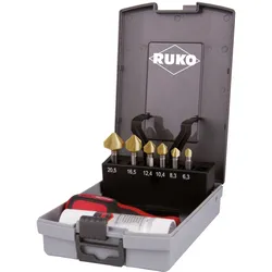 RUKO Kegelsenker-Bit-Satz 90° "Lang" HSS TiN - 8-tlg. - 102319TRO