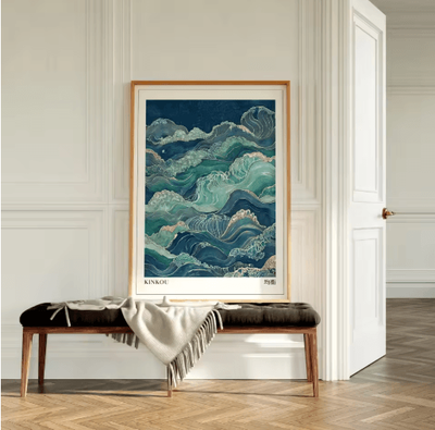 Inspire Picks Hokusai Wave & Mount Fuji Canvas Print Japanese Landscape Wall Decor 12 50x75cm Unframed