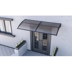 GARDAN PLASTIK FERFORJE Hauseingang Vordach aus Aluminium Rahmen 100 cm x 240 cm schwarz (mit mitlere Aluminium Stange)