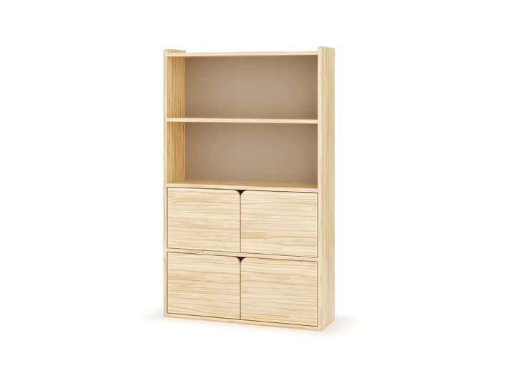 Bibliothèque étagère 4 portes bois massif