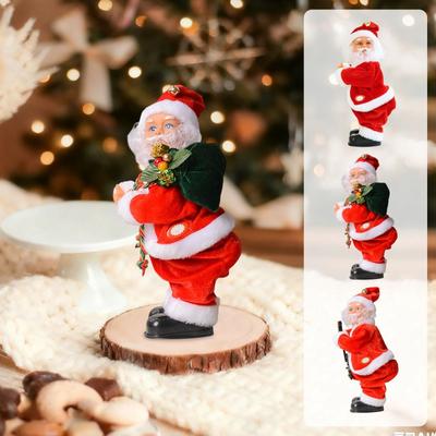 Uplifted Goods Creative Electric Santa Claus Plush Holiday Decoration b 10.24in