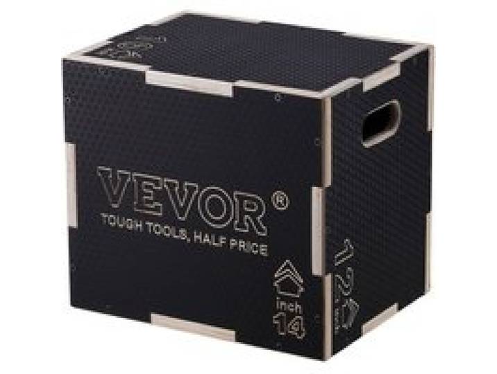 VEVOR 3-in-1-Plyometrische Sprungbox 16/14/12-Zoll-Plyobox, Sprungkasten Sprungkiste 204 kg Tragfähigkeit, Fitnessübungs-Step-Up-Box für Heimtraining, Sprungkrafttraining Schwarz Einstellbare Höhe