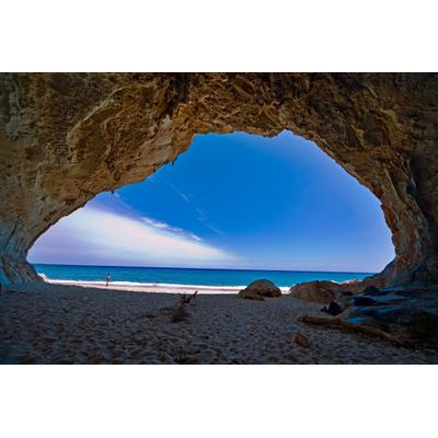 Fototapete PAPERMOON "Höhle Cala Luna Sardinien", bunt, B:5m L:2,8m, Vlies, Tapeten
