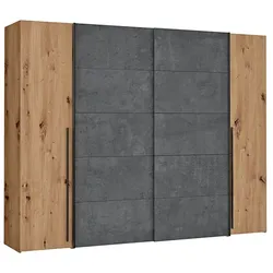 FORTE Schwebetürenschrank Narago 270 x 210 cm Holzoptik Artisan-Eiche / Betonoptik