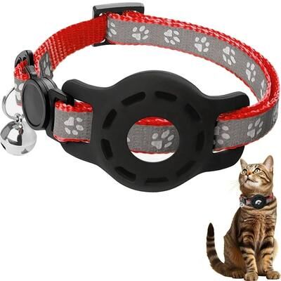 Uplift Essentials Secure AirTag Safety Collar With Integrated Tracking Holder & Bell red