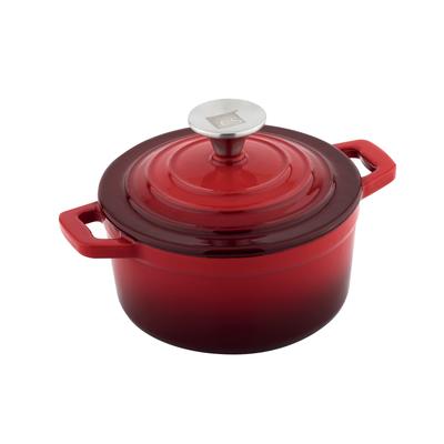 Kochtopf CS KOCH-SYSTEME "XANTEN, Durchmesser: 14 cm, Gusseisen", rot, B:14,5cm H:12,5cm L:20cm Ø:14,5cm, Töpfe, Kochtopf, Gusseisen aus DISA-Verfahren mit PronamelPlus Emaille