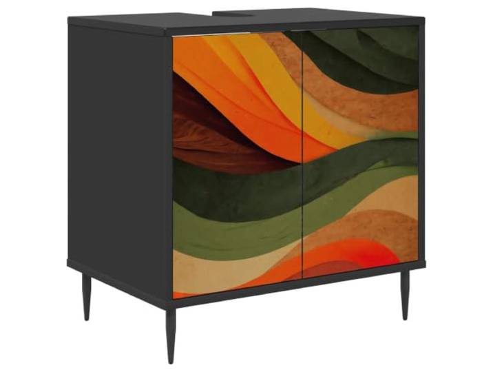 Makastle Badezimmerschrank mit 1 Regal aus Holzwerkstoff, freistehend, dekoratives Muster, 60 x 40 x 61 cm