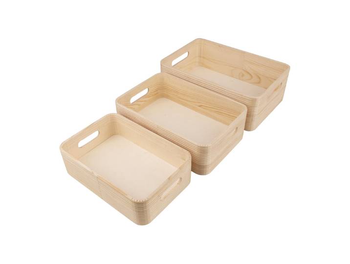 Holz Kisten Set, FSC 100%, 30x20x10+27x18x8,5+24x16x7cm, 3tlg.