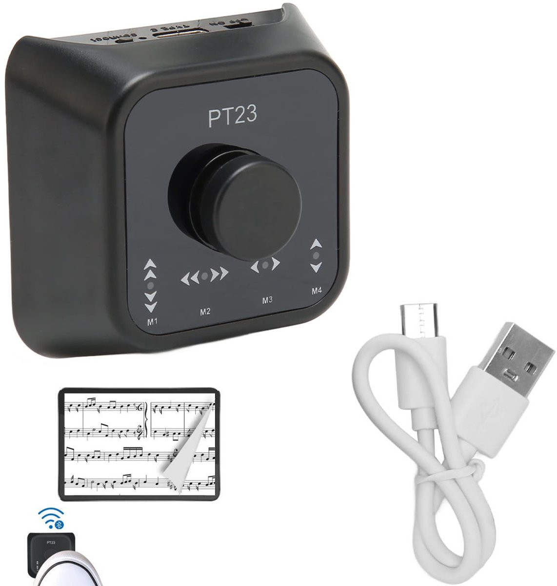 OEM Page-Turner Pedaal - Draadloos Bluetooth 5.3 Voetpedaal voor Tablet en Smartphone - USB-C Oplaadbaar - Zwart