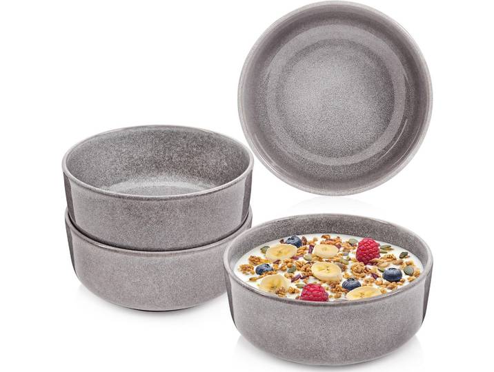 Sänger Schalen SET Kairo Mondgrau - 4 teilig aus Steingut, Dunkelgrau, Keramik, kratzfest, Geschirr, Schalen & Schüsseln, Müslischalen