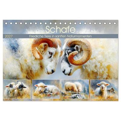 Schafe. Friedliche Tiere in sanften Naturmomenten (Tischkalender 2027 DIN A5 quer), CALVENDO Monatskalender