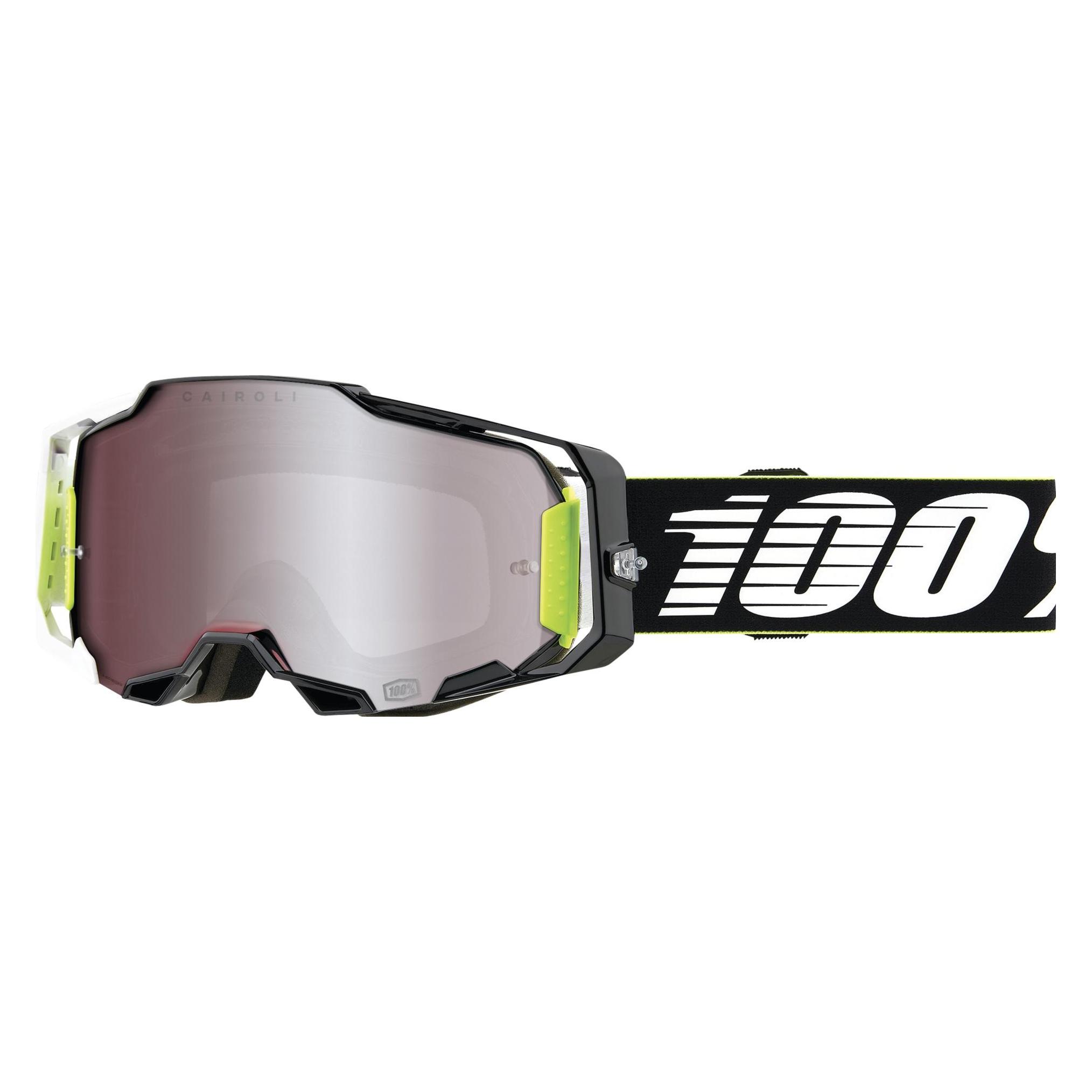 100% Goggles Armega HiPER RACR - Mirror Silver Lens (Black, Weiss, Silber) (50003-00007)