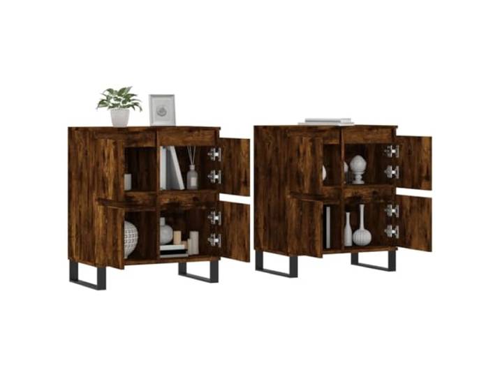 KTHLBRH Sideboards 2 Stück Eiche Rauchholz mehrschichtig 120 x 35 x 70 cm, großer Stauraum, Ausstellungsfläche, Montage erforderlich