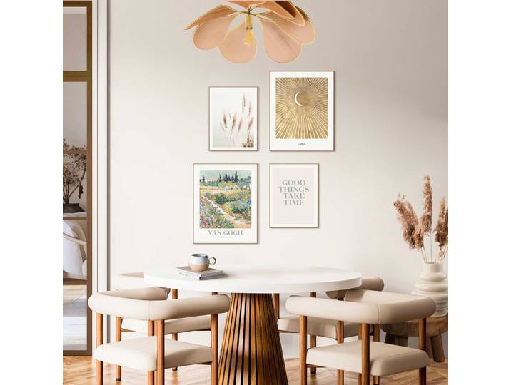 Bild mit Rahmen REINDERS Van Goghs blühender Garten , gold (farbe bild(er): grün), Bilder, B/H/T: 40cm x 50cm x 1,6cm, Gemälde, 4 Stk., MDF, Bild mit Rahmen, Wohnzimmer - Grün - MDF - Berühmte Künstler - 40x50 cm, B:40cm H:50cm T:1,6cm