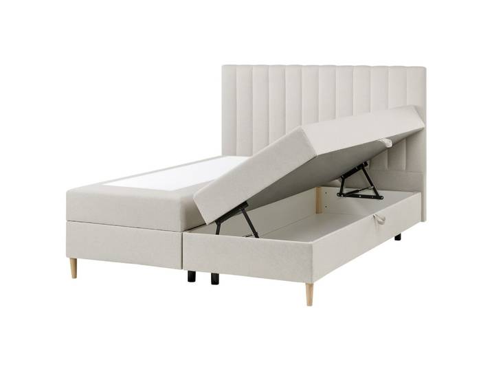 BOXSPRINGBETT mit Stauraum 160/200 cm Stoff Hellbraun Officer