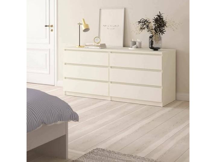 Dmora - Ingrid Kommode, Mehrzweckwoche, Schlafzimmer-Kommode, Schrank mit Schubladen, 154 x 50 x 70 cm, weiß
