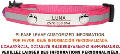 Inspire Curations SafeGlow Personalized Reflective Cat Collar c rose 7 12 Inch