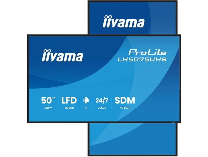 iiyama LH5075UHS-B2AG, Écran plat de signalisation numérique, 125,7 cm (49.5'), LCD, 3840 x 2160 pixels, Wifi, 24/7