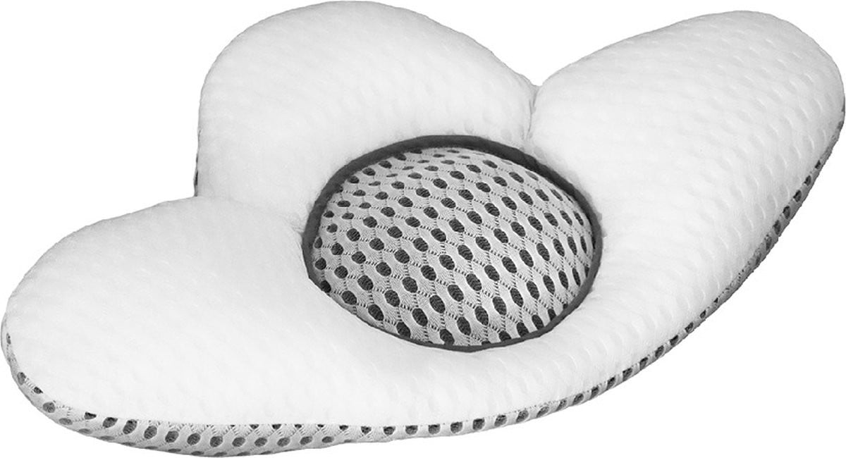 Konbanwa Pillow Deluxe Lendenkussen - Ergonomisch Orthopedisch Rugsteunrol - Hoogte verstelbaar - Grijs en wit