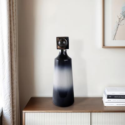Sagebrook Home Glass Metal Decorative Vase with Contemporary Single Modern Accents