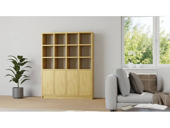 Klassischer Bibliotheksschrank aus Massivholz Eiche Natur geölt