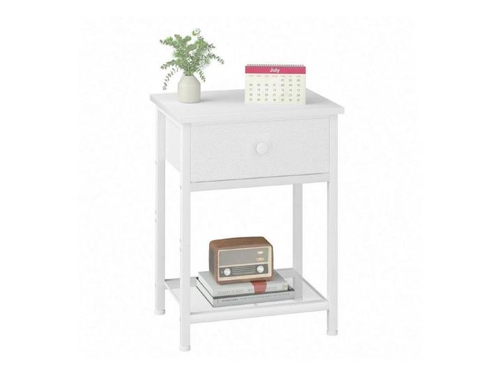 LuxusKollektion Nachttisch Nachttisch Weiß mit Stoffschublade 40x30x55cm (1-St)