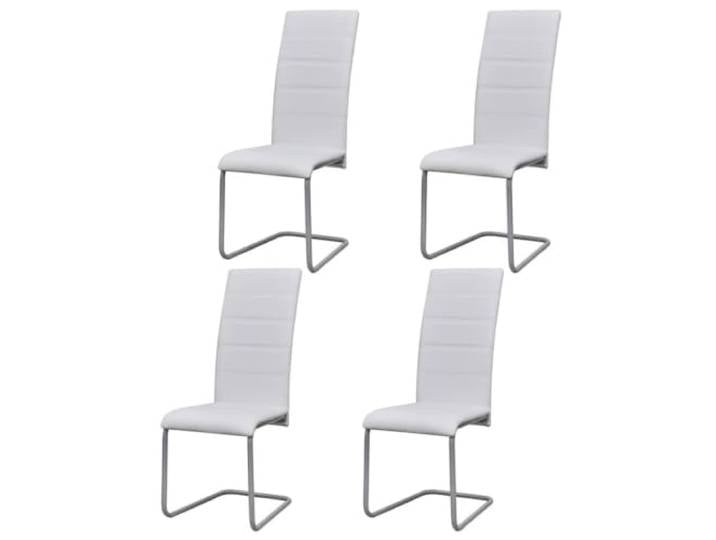 UYPTERF Freischwinger 4 STK. Weiß Kunstleder Schlankes Design, Schaumstoffpolsterung, hohe Rückenlehne, Stahlrohrstruktur, 110 kg pro Sitzplatz, einfache Montage