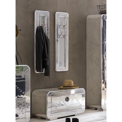 Garderoben-Set SIT "Airman Dielen-Set 3-tlg. Mangoholz mit Alu-Beschlägen", silber (silberfarben), Kastenmöbel-Sets, Alu-beschlagene Fronten mit markanten Zierschrauben