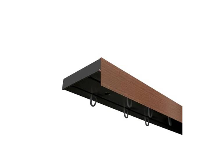 SN Deco Vorhangschiene SH 2-läufig Nuss Blende 7.5cm, Schwarz, 120cm