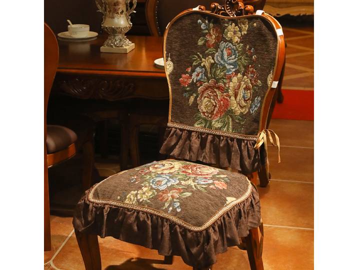 Housse de chaise de salle à manger de luxe, coussin de chaise brodé en Chenille Jacquard avec dossier, décoration de salon, de Restaurant