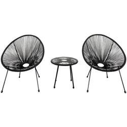 Happy Home 3tlg. Bistro-Set HGE53-SCH schwarz