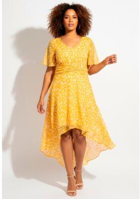Plus Size Women's High-Low Midi Dress by Avenue in Sunset Speckle Dot (Size 18)