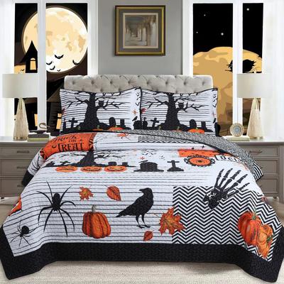 MarCielo Polyester 3 Pcs Halloween Quilt Bedspread Set