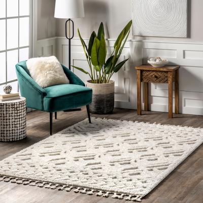 Nuloom Akia Lattice High/Low Tassel Area Rug
