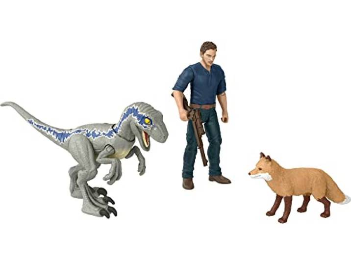 Jurassic World Dominion Human & Dino Pack Owen & Velociraptor Beta & Zubehör, authentische Actionfiguren, bewegliche Gelenke, ab 4 Jahren