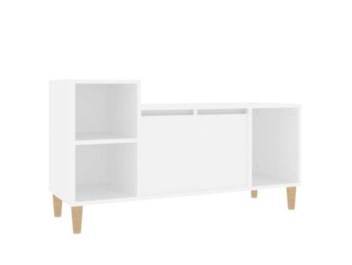 KGFHERENB TV-Schrank Weiß 100x35x55 cm Lowboard Fernsehtisch Stilvolle Medienkonsole fürs Wohnzimmer mit geschlossenen Türen und offenen Fächern für Receiver und Spiele.