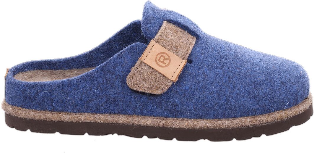 Pantoffel ROHDE "D.Meran", Damen, Gr. 41, Filz, blau, Schuhe Pantoffel, Hausschuh, Filz Clog, Schlappen mit Klettriemchen