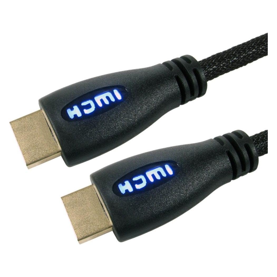Cables Direct EOL/ 2M HDMI v1.4 Cable (Braided Cable Blue LED Hood Ends 30AWG Supports 3D & 4K Resolution) (2 m) (99HD4-02BL)